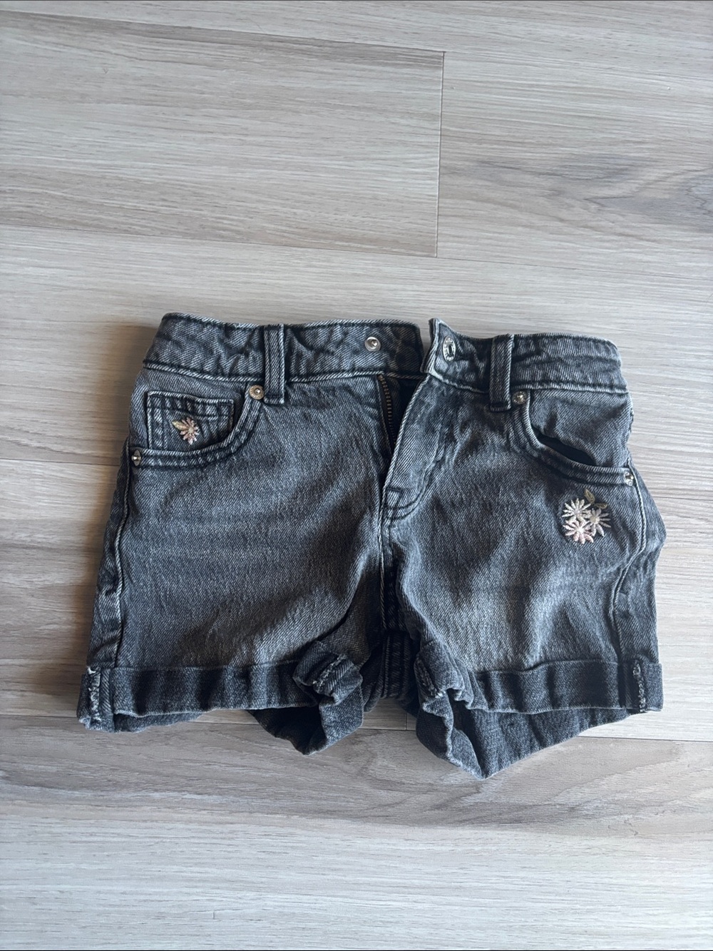 Cat & Jack Black Denim Girls' Shorts with Floral Embroidery